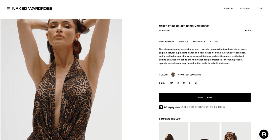 Naked Wardrobe website screenshot 9